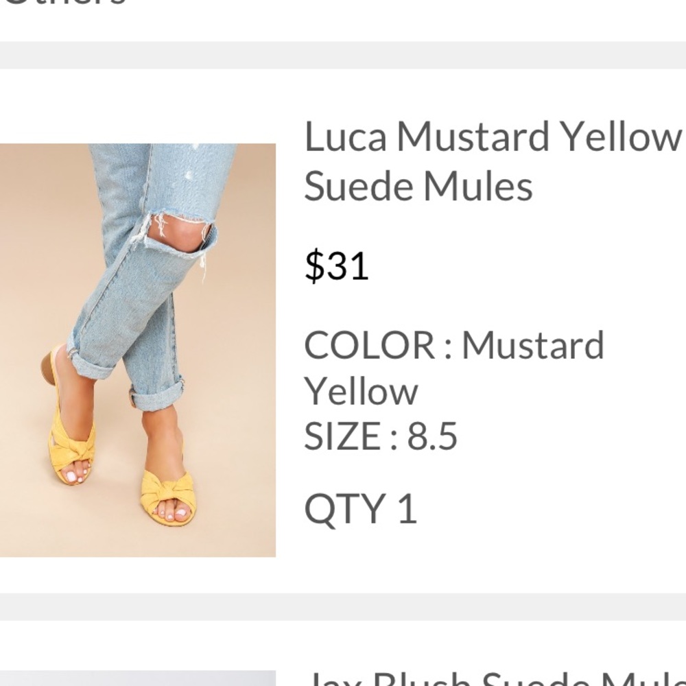Lulus ~ Luca Mustard Suede Mules